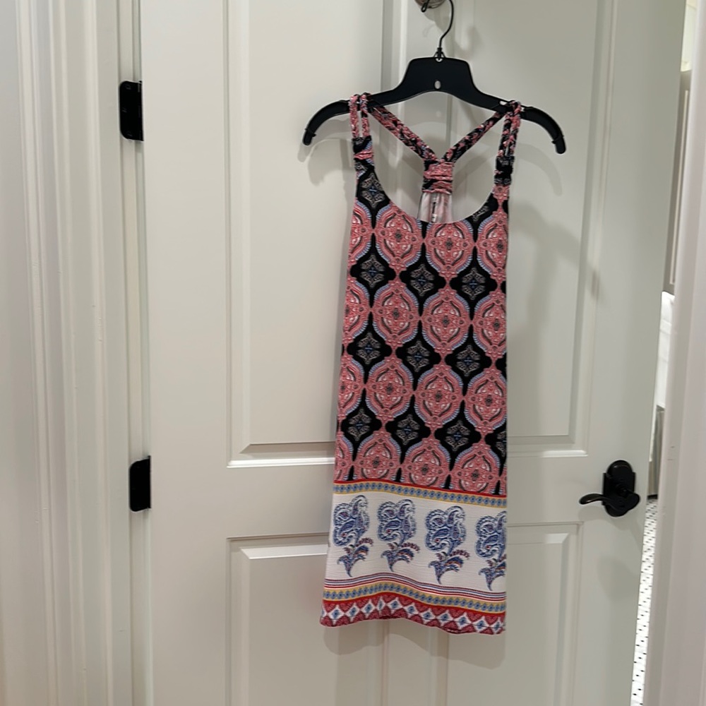Joy Joy red and black print sun dress